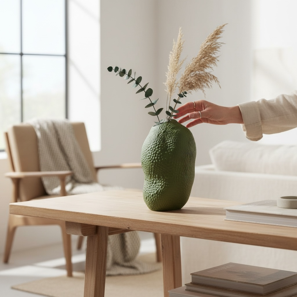 Doğal Kabartma Dokulu Estetik Vazo