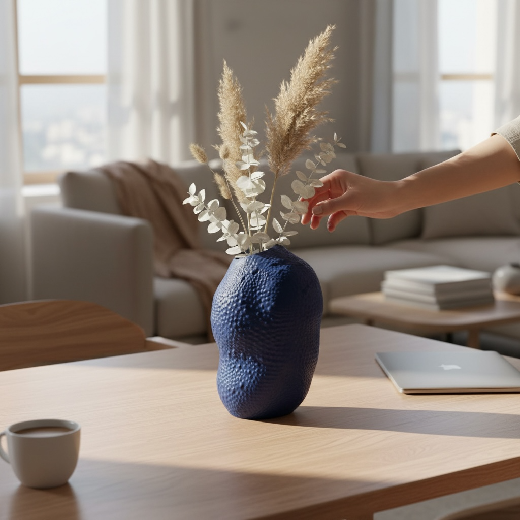 Doğal Kabartma Dokulu Estetik Vazo