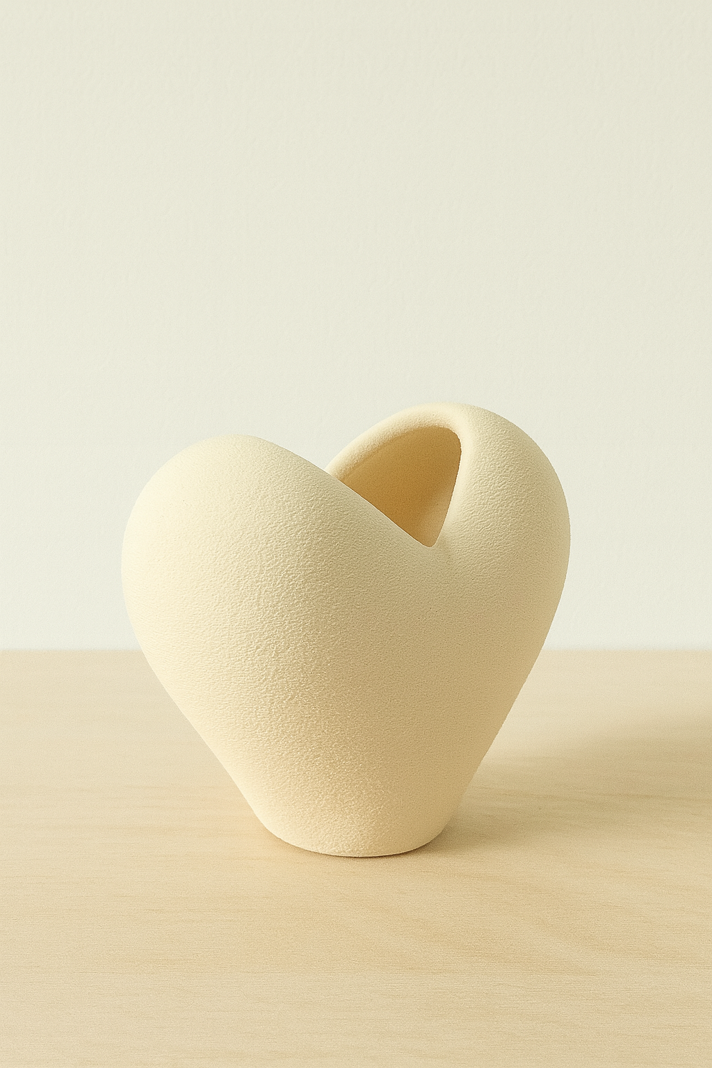 Kalp Şeklinde Modern Saksı – Krem Renk Zarif Tasarım | Mugu Concept