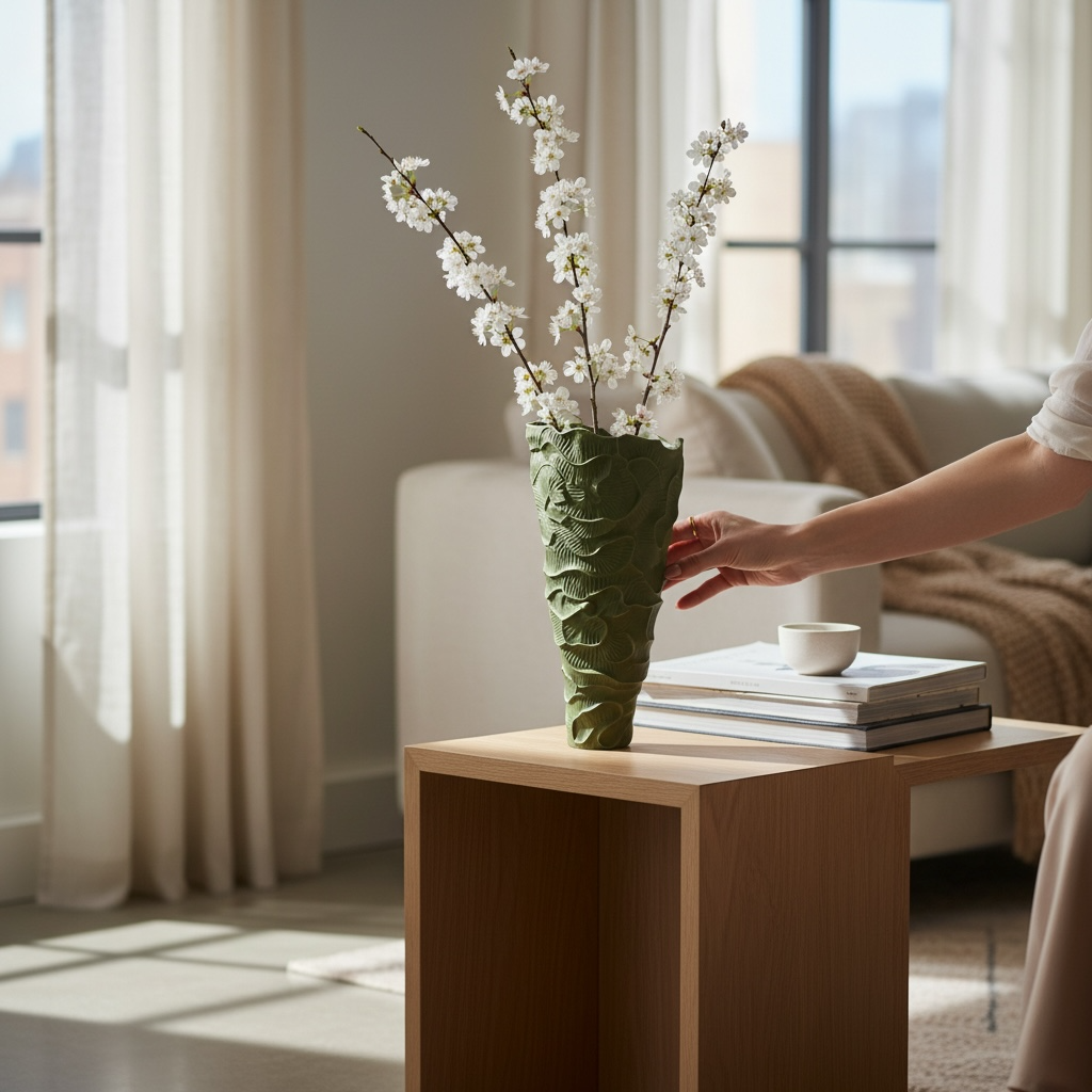 Dokulu Yüzey Modern Sanat Vazosu