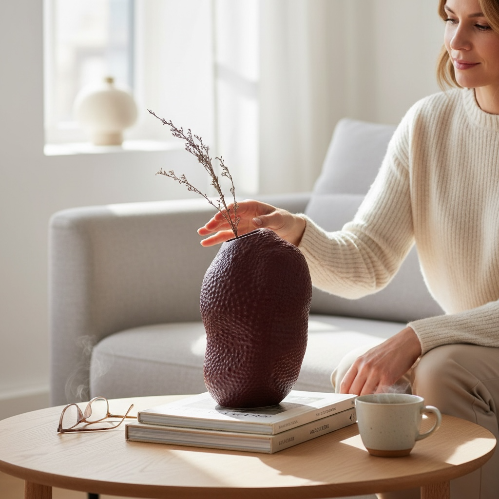 Doğal Kabartma Dokulu Estetik Vazo