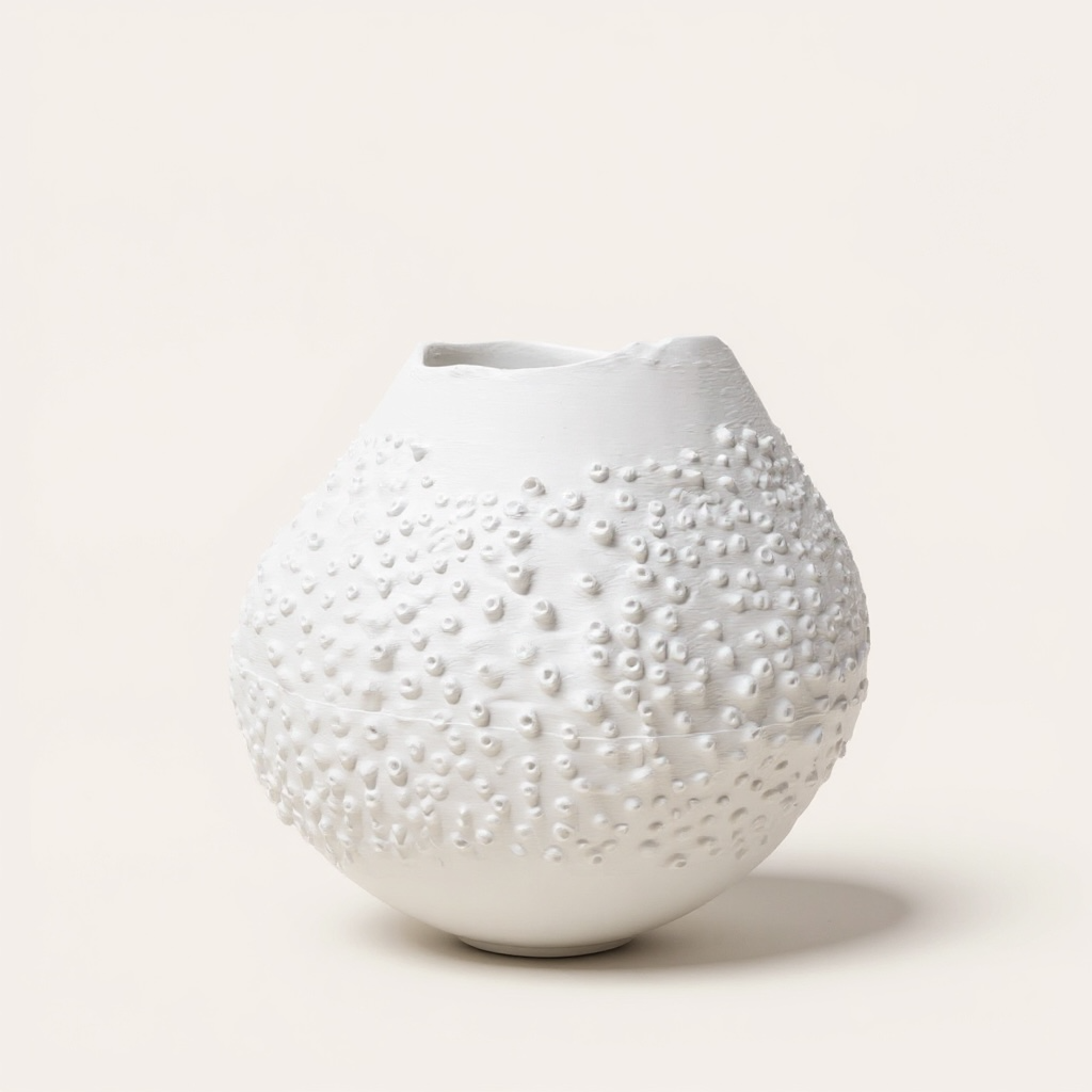 Kabartma Dokulu Organik Form Dekor Vazo