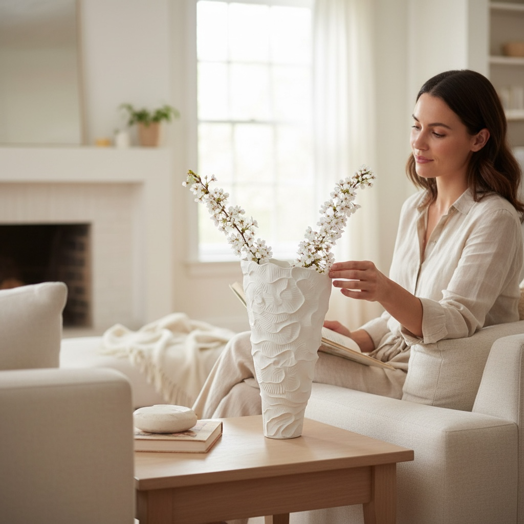 Dokulu Yüzey Modern Sanat Vazosu